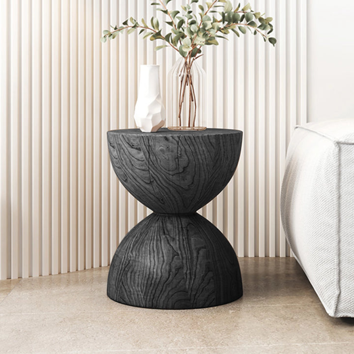 Solid Wood Round Side Table Funnel Shaped End Table