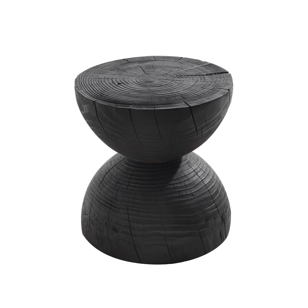 Solid Wood Round Side Table Funnel Shaped End Table