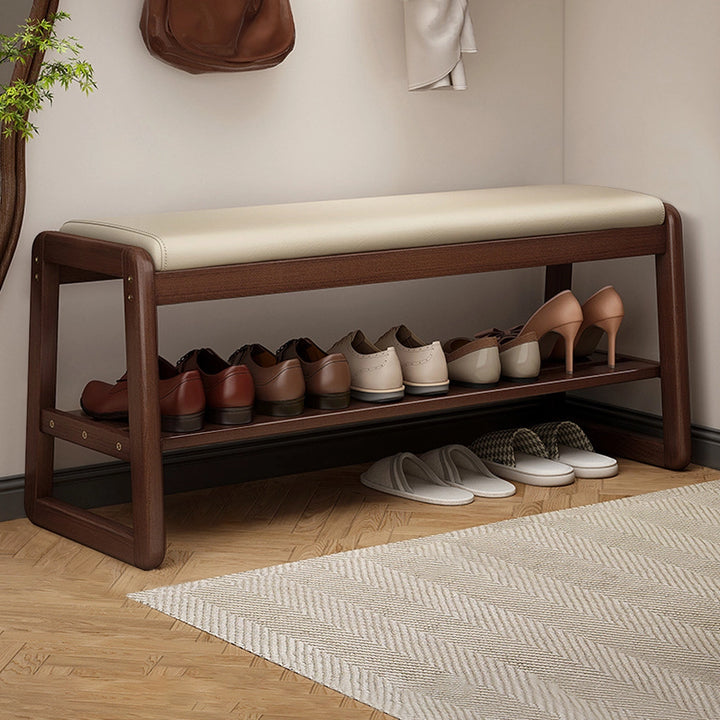 Solid Wood Simple Shoe Storage Bench Entryway Shoe Rack