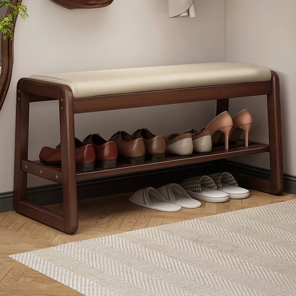 Solid Wood Simple Shoe Storage Bench Entryway Shoe Rack