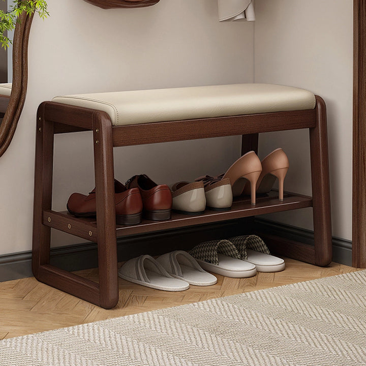 Solid Wood Simple Shoe Storage Bench Entryway Shoe Rack