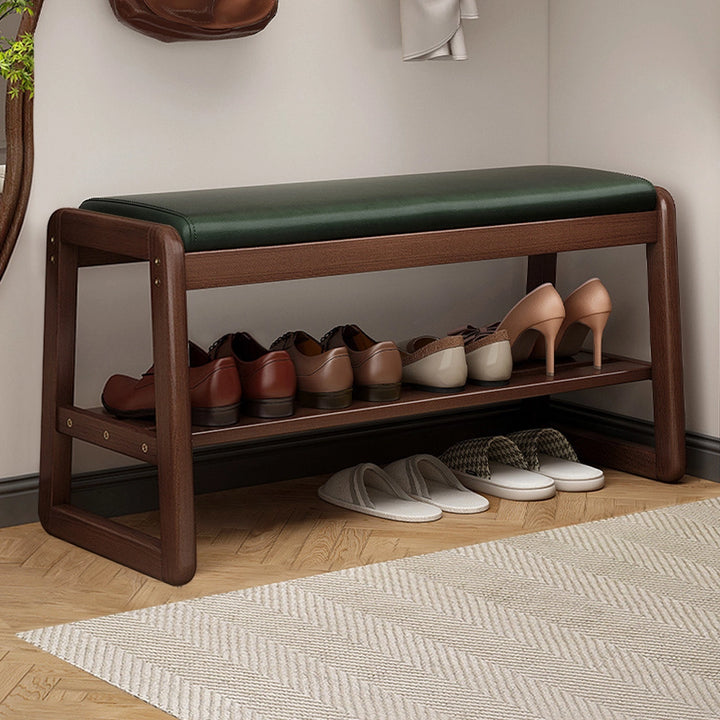 Solid Wood Simple Shoe Storage Bench Entryway Shoe Rack