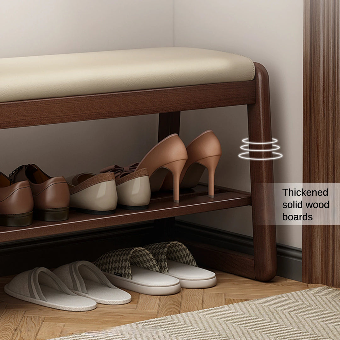 Solid Wood Simple Shoe Storage Bench Entryway Shoe Rack