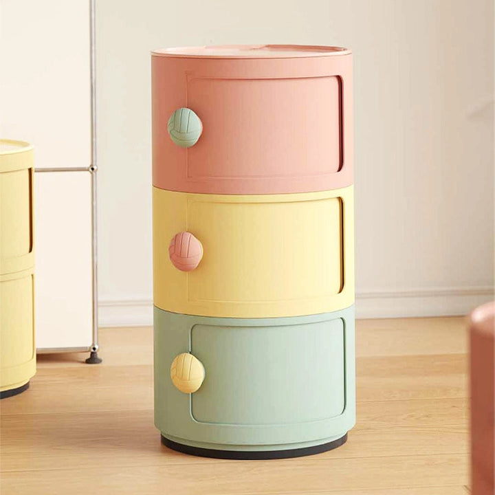 Stunning Round Storage Cabinet Multi-Tier ABS Accent Table