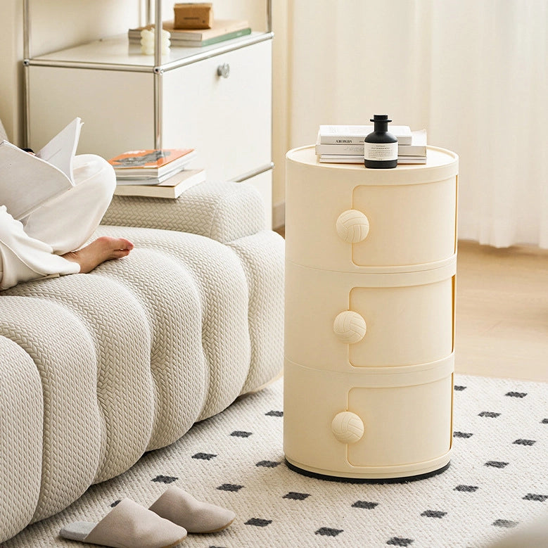 Stunning Round Storage Cabinet Multi-Tier ABS Accent Table