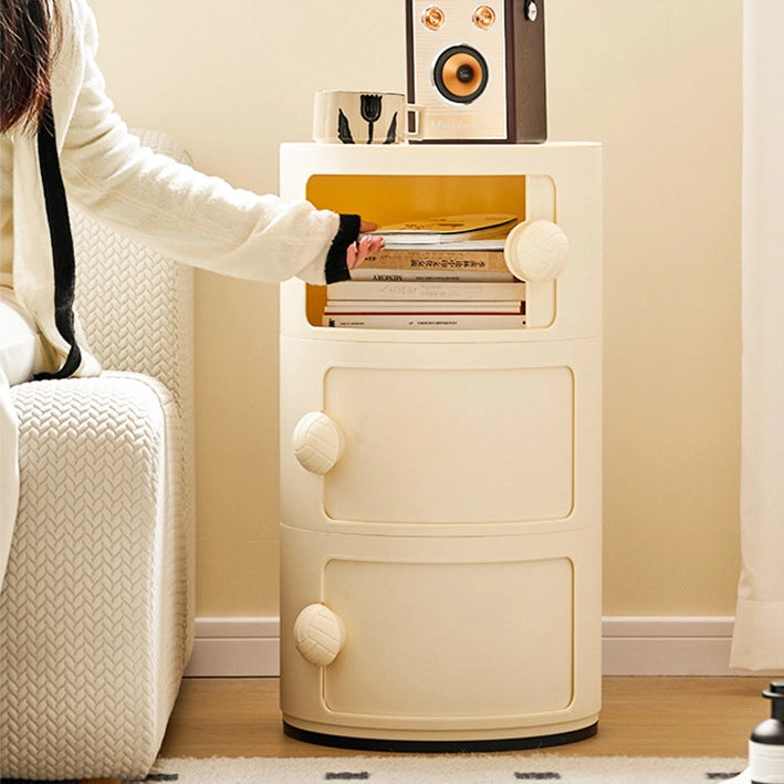 Stunning Round Storage Cabinet Multi-Tier ABS Accent Table