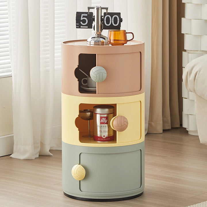 Stunning Round Storage Cabinet Multi-Tier ABS Accent Table