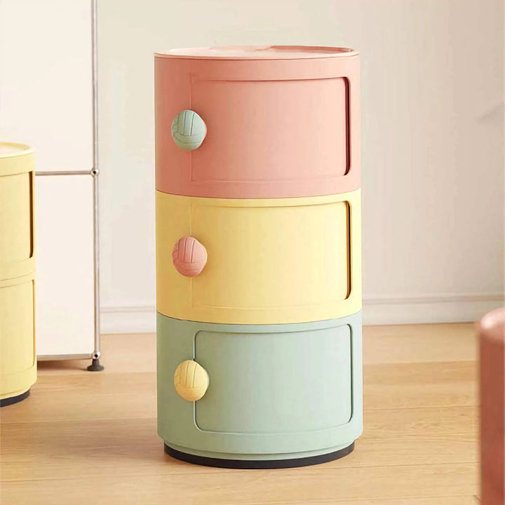 Stunning Round Storage Cabinet Multi-Tier ABS Accent Table