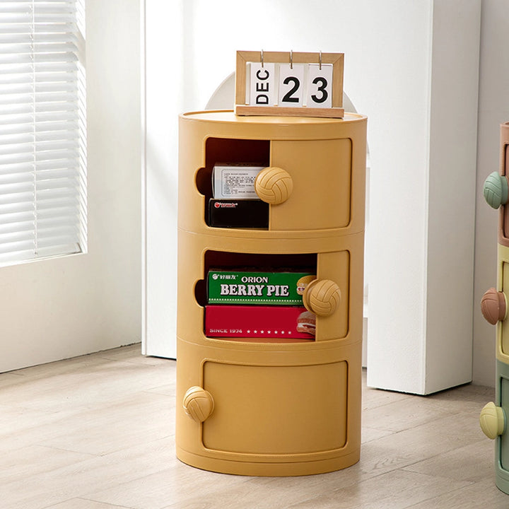 Stunning Round Storage Cabinet Multi-Tier ABS Accent Table