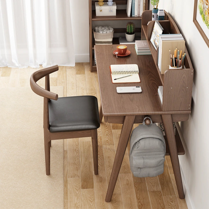 Wooden Home Office Desk with Drawers and Hutch