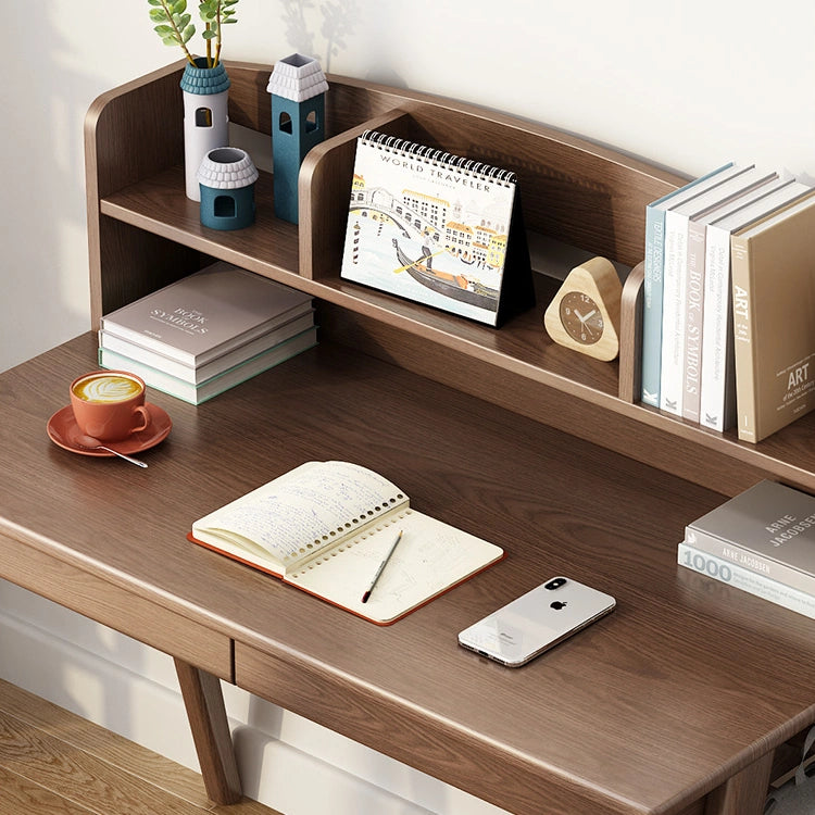 Wooden Home Office Desk with Drawers and Hutch