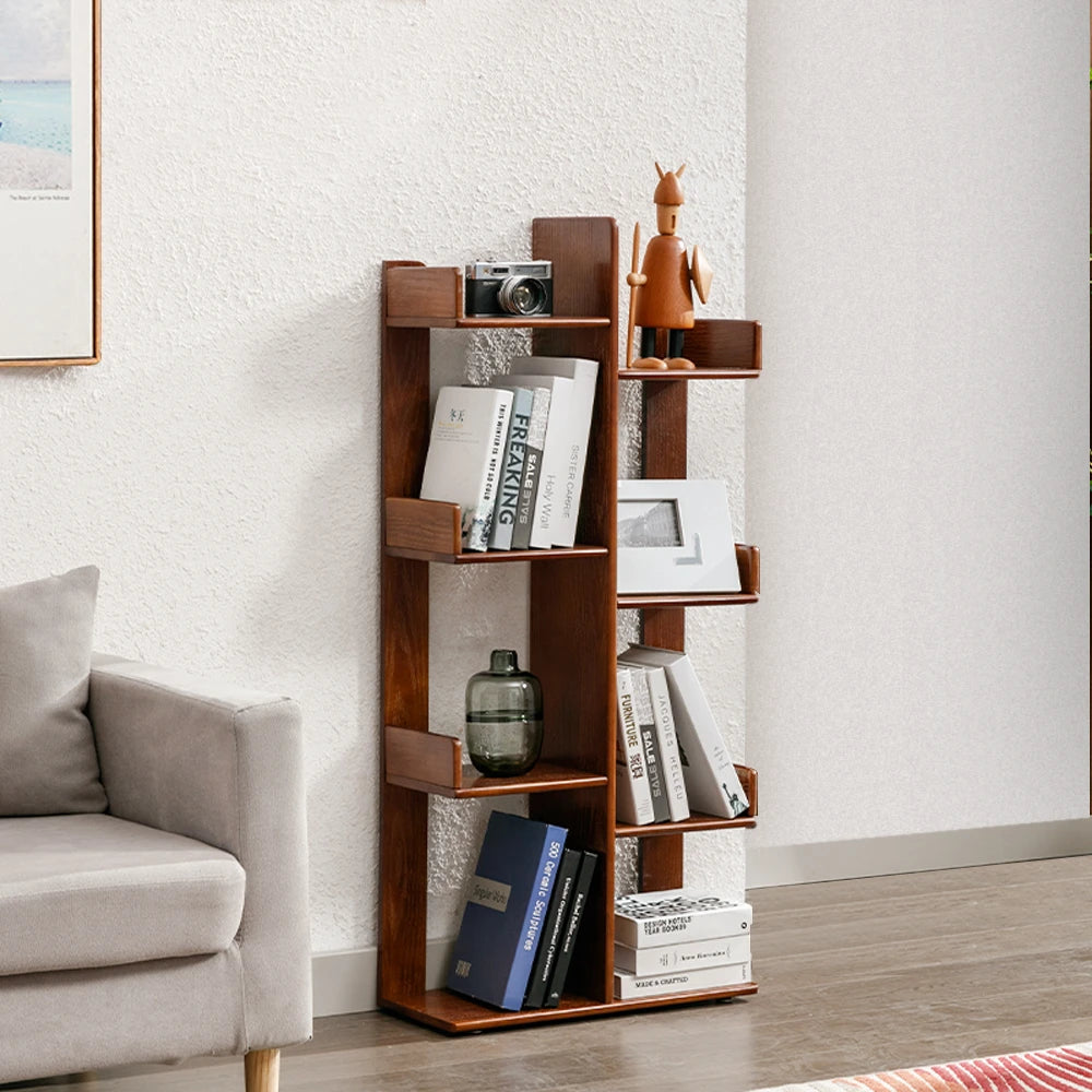 Multi-Shelf Solid Wood Bookshelf Modern White Bookcase