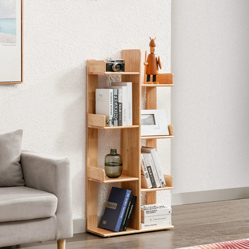 Multi-Shelf Solid Wood Bookshelf Modern White Bookcase