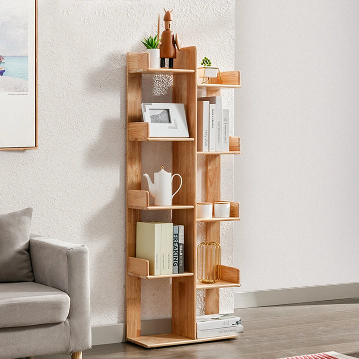 Multi-Shelf Solid Wood Bookshelf Modern White Bookcase