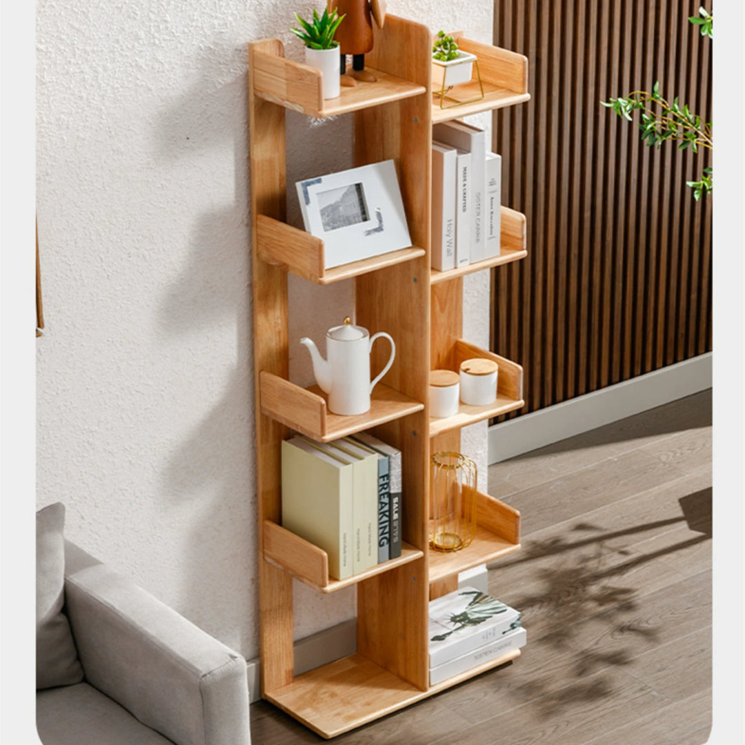 Multi-Shelf Solid Wood Bookshelf Modern White Bookcase