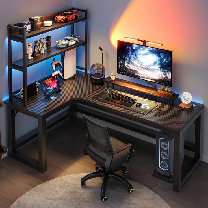 L-Shaped Gaming Desk Computer Desk with Shelf