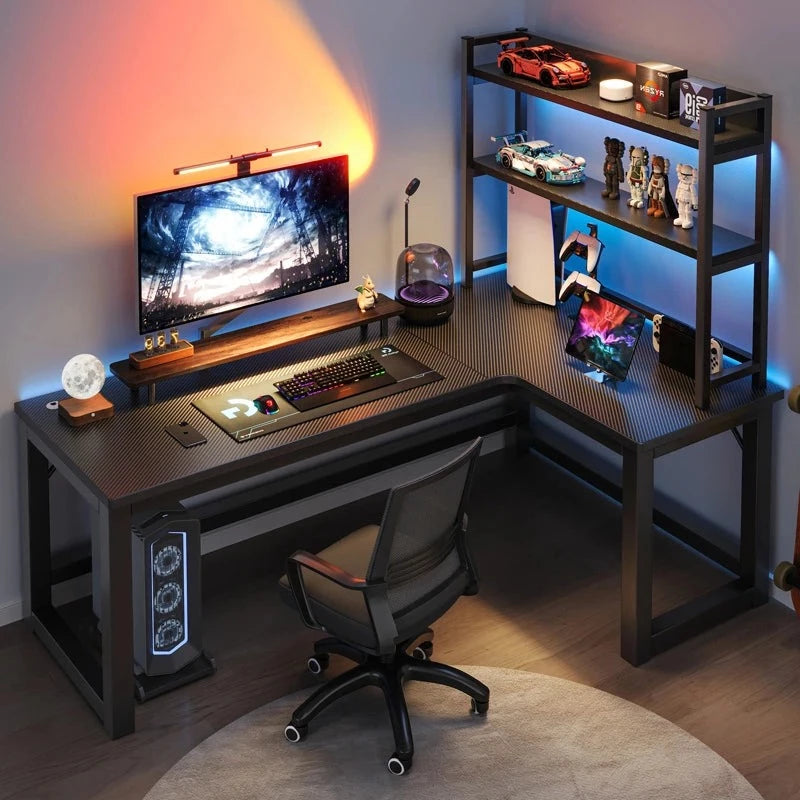 L-Shaped Gaming Desk Computer Desk with Shelf – Zwob