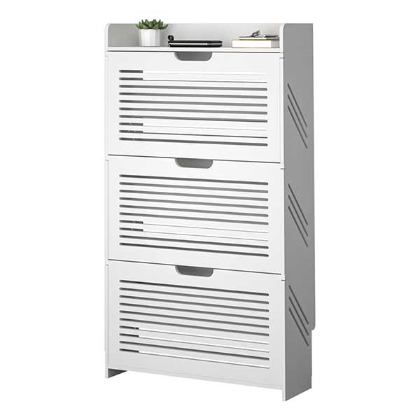 Tipping Bucket Shoe Cabinet with Flip-Drawer