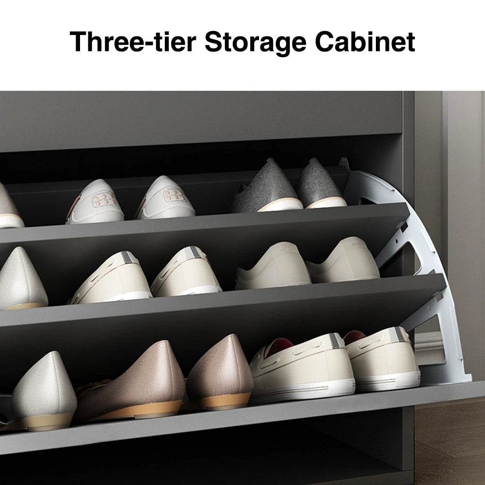 Modern Tipping Bucket Shoe Storage Bench with Flip-Drawer